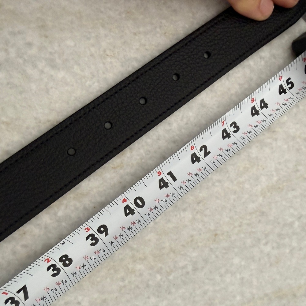 Prada 2CM276 Men's Pebbled Black Leather Belt silver buckle, 110cm - Picture 7 of 8